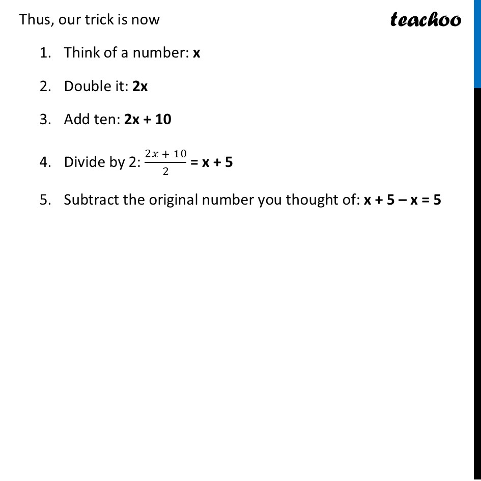 part 3 - Question 1 - Page 136 - ‘Think of a Number’ Tricks - Chapter 6 Class 8 - Algebra Play (Ganita Prakash II) - Class 8 (Ganita Prakash - 1, 2 & Old NCERT)