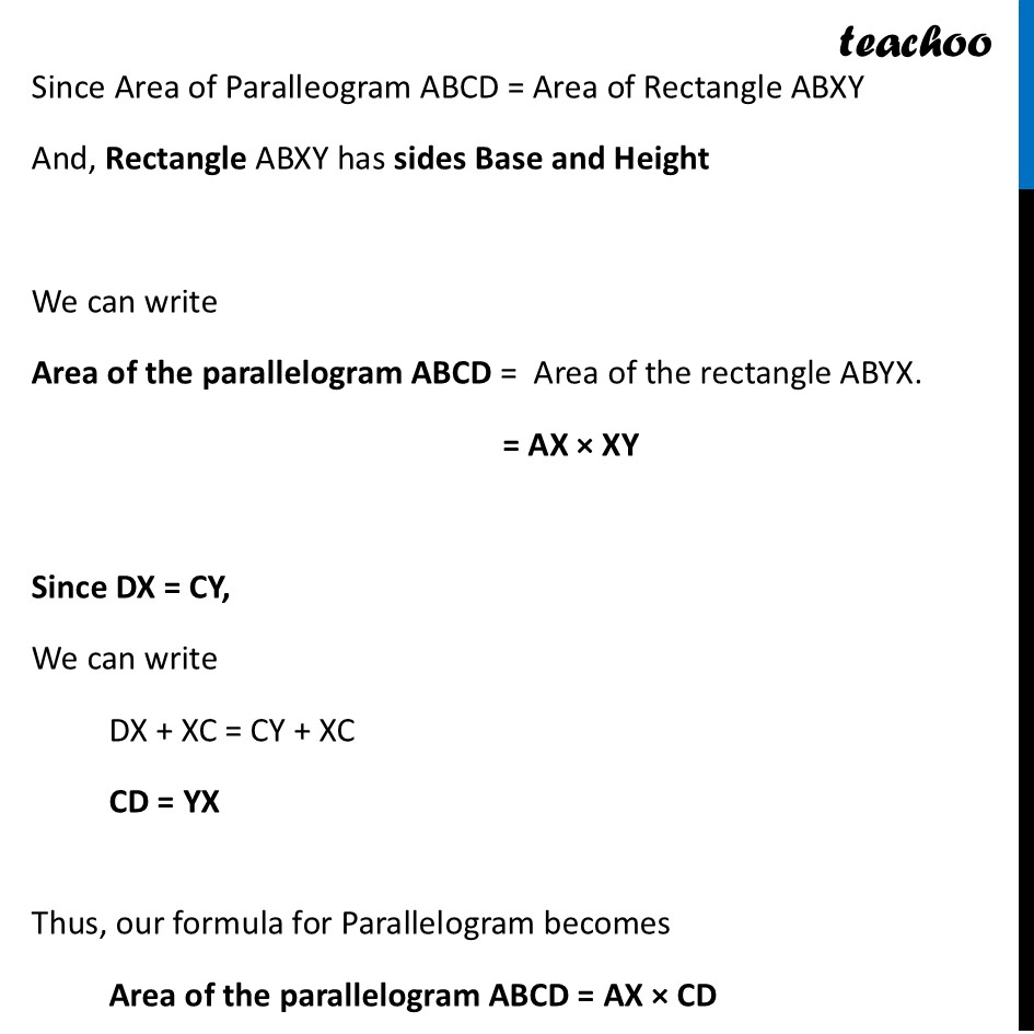 part 3 - Area of a Parallelogram - Area of a Parallelogram - Chapter 6 Class 9 - Measuring Space: Perimeter and Area (Ganita Manjar - Class 9