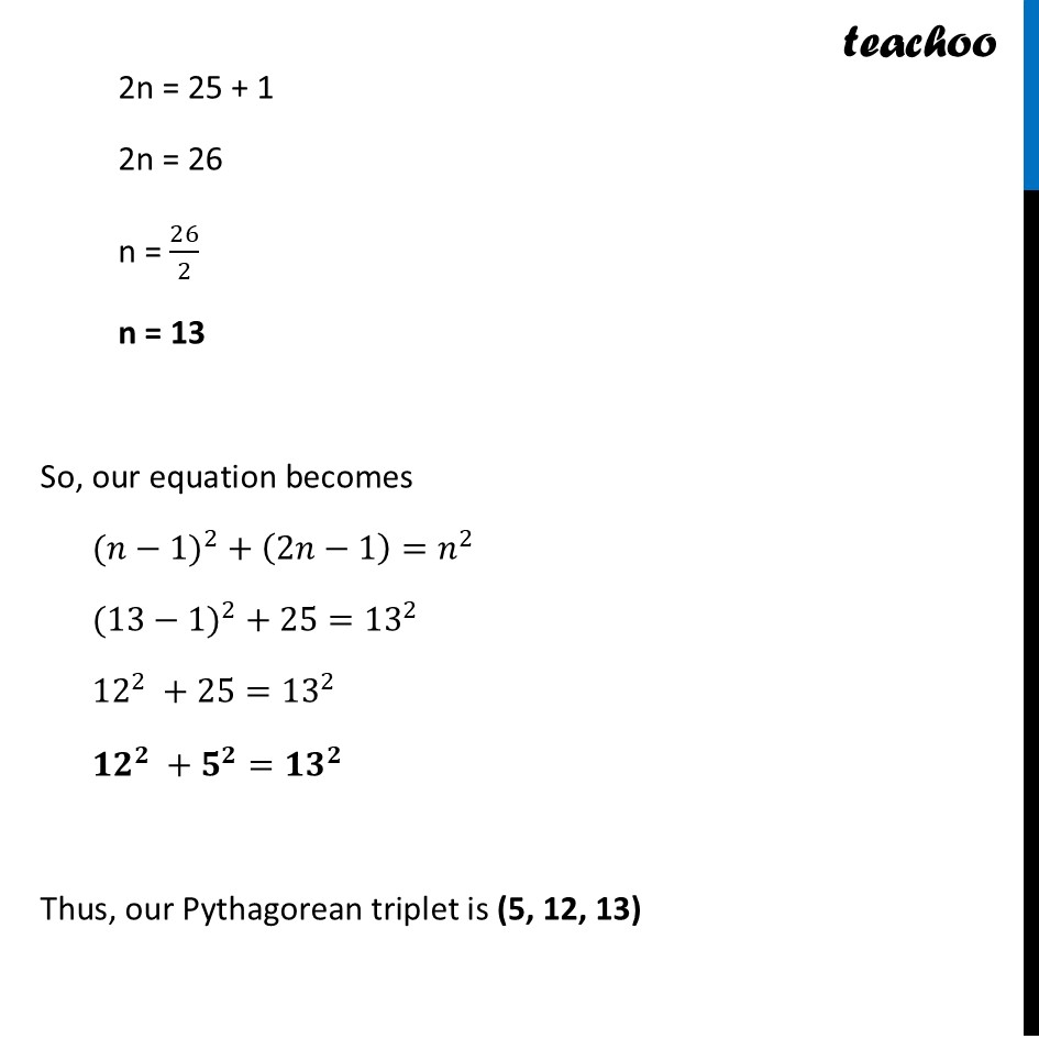 part 2 - Question 5 - Page 49 - Pythagorean triples - Chapter 2 Class 8 - The Baudhayana-Pythagoras Theorem (Ganita Part 2) - Class 8 (Ganita Prakash - 1, 2 & Old NCERT)