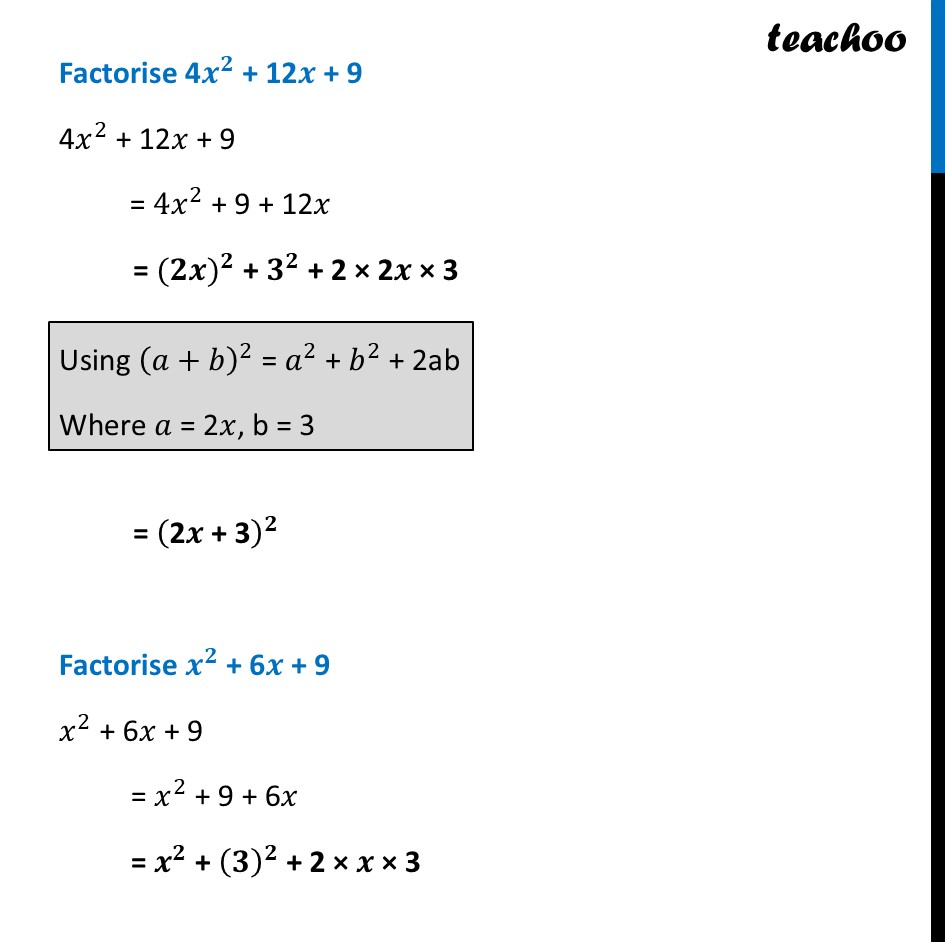 part 2 - Factorisation of Algebraic Expressions Using Identities - Factorisation of Algebraic Expressions Using Identities - Chapter 4 Class 9 - Exploring Algebraic Identities (Ganita Manjari I) - Class 9