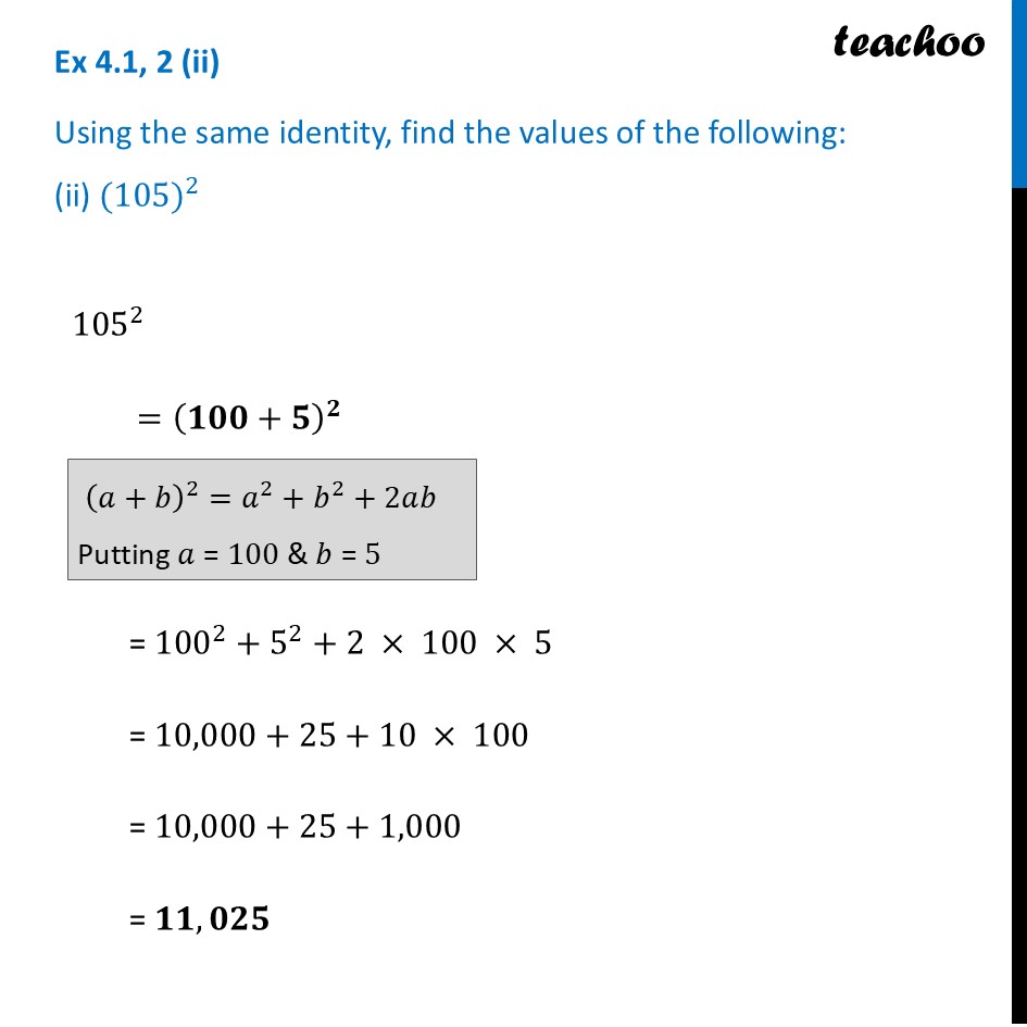 part 2 - Ex 4.1, 2 - Exercise Set 4.1 - Chapter 4 Class 9 - Exploring Algebraic Identities (Ganita Manjari I) - Class 9
