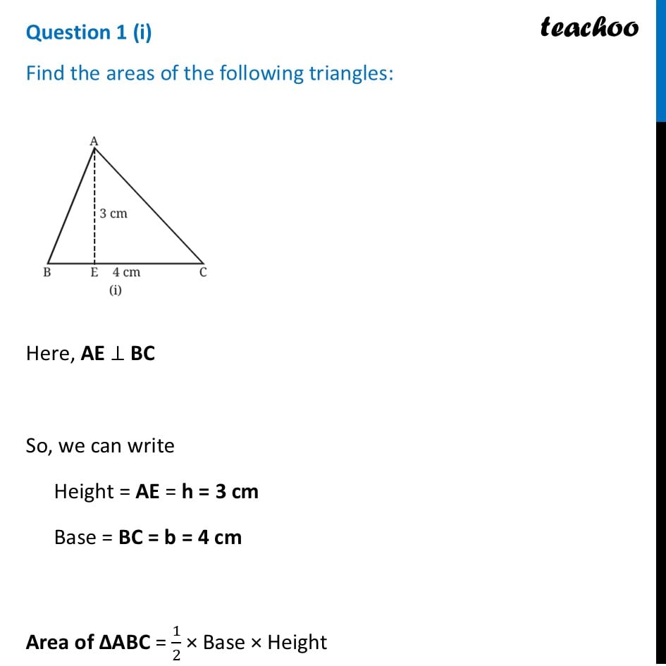 Find the areas of the following triangles [Class 8 Ganita Prakash II] - Figure it out - Page 157-159