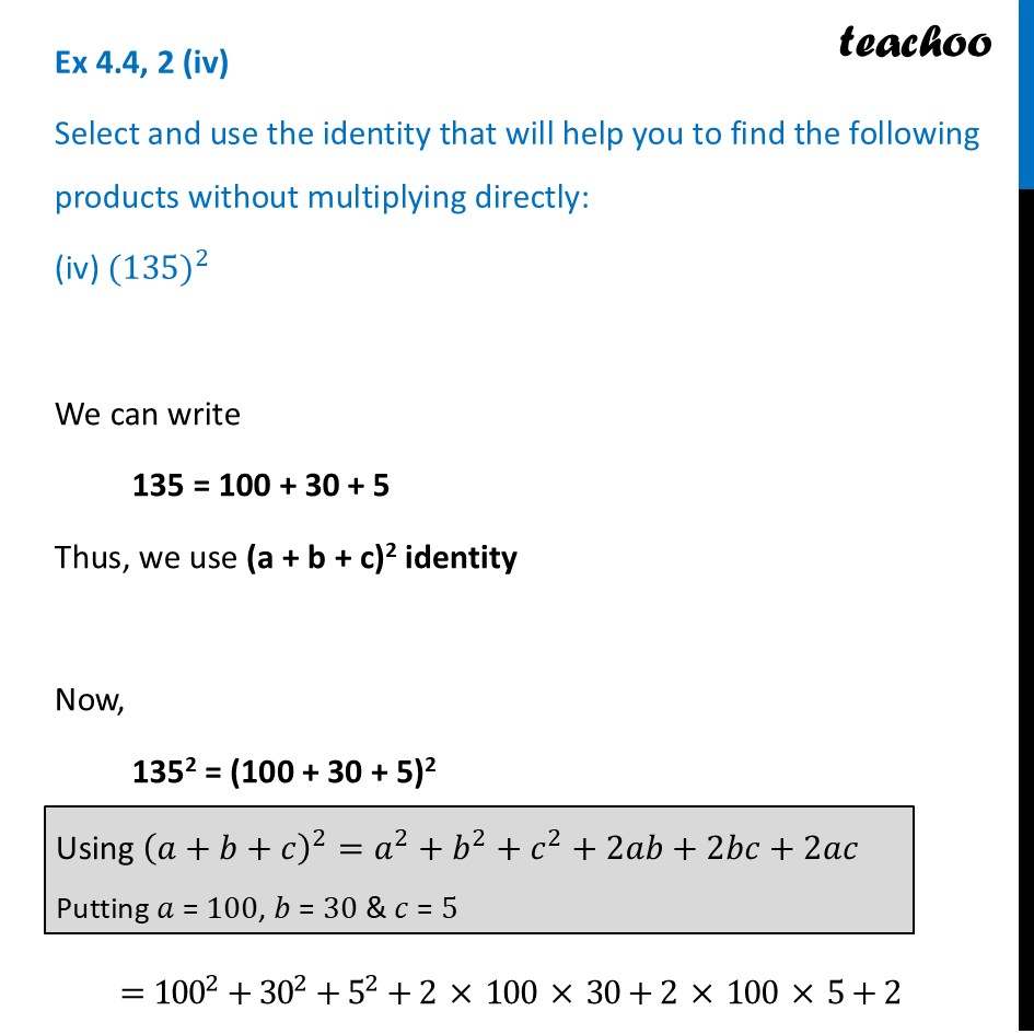 part 6 - Ex 4.4, 2 - Exercise Set 4.4 - Chapter 4 Class 9 - Exploring Algebraic Identities (Ganita Manjari I) - Class 9