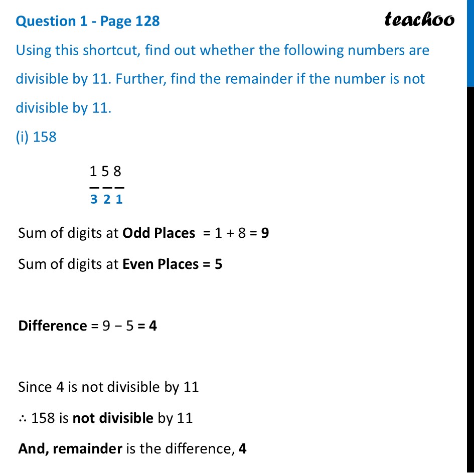 Using this shortcut, find out whether the numbers are divisible by 11 - Shortcut for Divisibility by 11
