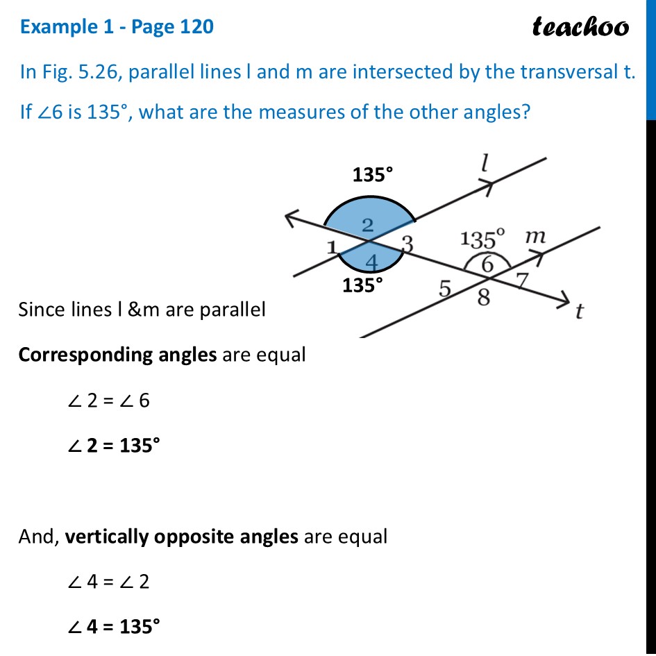 In Fig 5.26, parallel lines l and m are intersected by the transversal - Alternate Angles