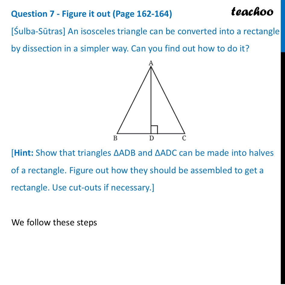 [Śulba-Sūtras] An isosceles triangle can be converted into a rectangle - Area of Parallelogram