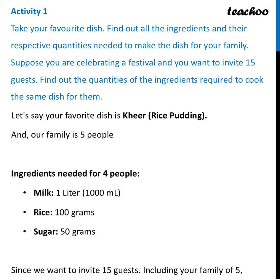 [Activity 1] Take your favourite dish. Find out all the ingredients - Trairasika—The Rule of Three