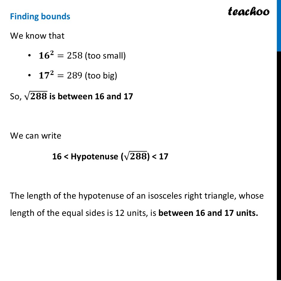 part 2 - Example 1 - Formula for Hypotenuse of an Isosceles Right Triangle - Chapter 2 Class 8 - The Baudhayana-Pythagoras Theorem (Ganita Part 2) - Class 8 (Ganita Prakash - 1, 2 & Old NCERT)