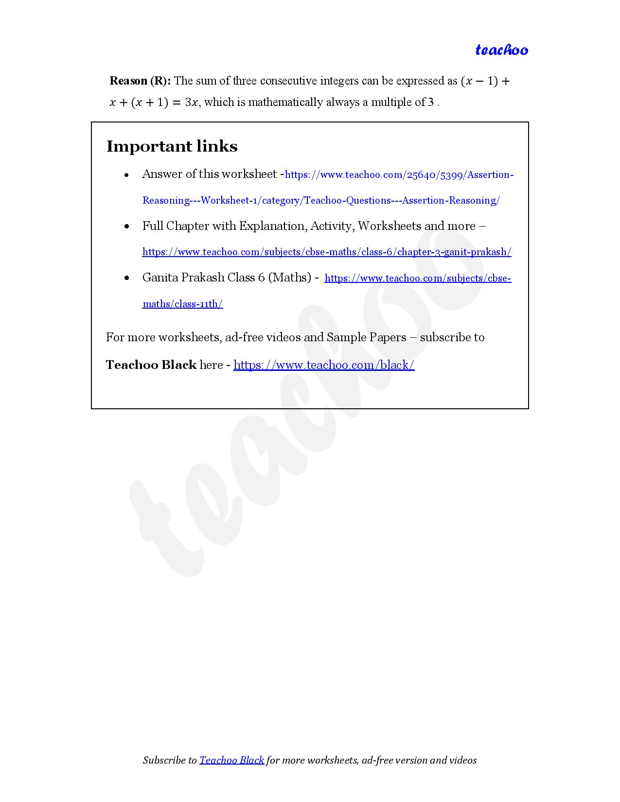 part 3 - Assertion Reasoning - Worksheet 1 - Teachoo Questions - Assertion Reasoning - Chapter 3 Class 6 - Number Play (Ganita Prakash) - Class 6 (Ganita Prakash & Old NCERT)