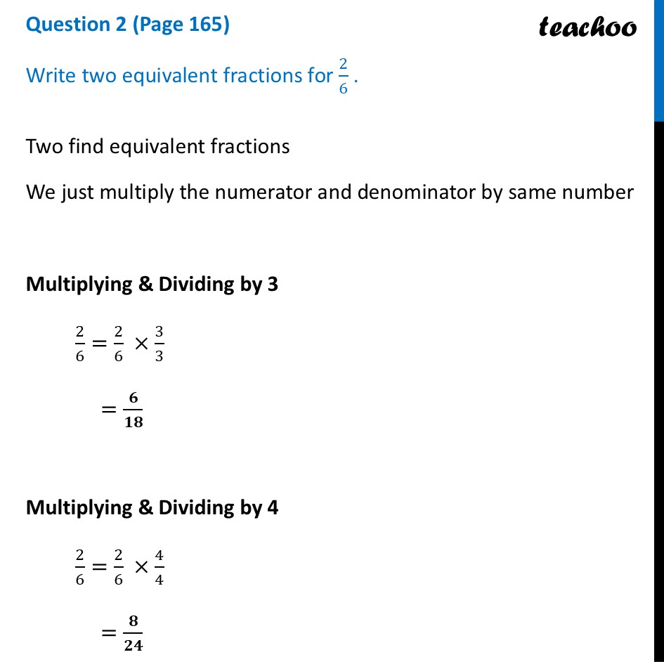 Write two equivalent fractions for 2/6 - [Class 6 Ganita Prakash] - Equivalent Fractions