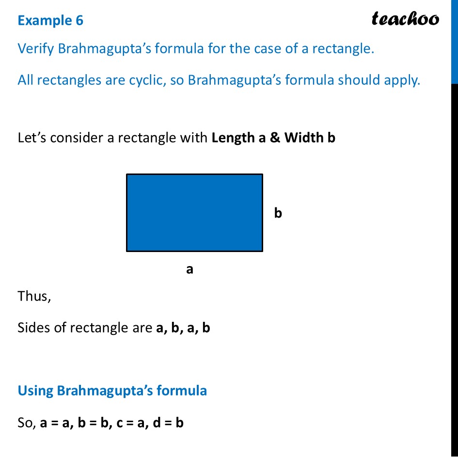 Verify Brahmagupta’s formula for the case of a rectangle [Ganita] - Brahmagupta’s Formula for the Area of a Cyclic 4-gon