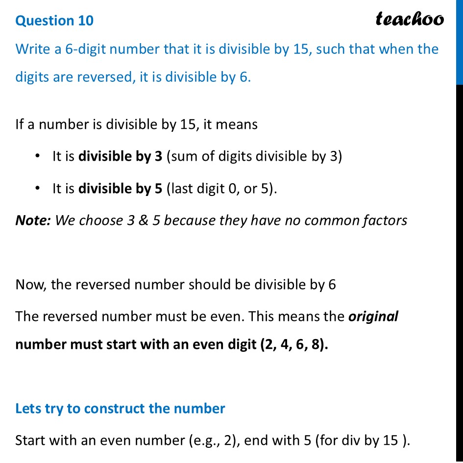 Write a 6-digit number that it is divisible by 15, such that when - Figure it out - Page 132, 133, 134