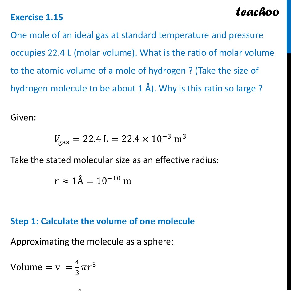 Exercise 1.15 - One mole of an ideal gas at standard temperature - Exercise Questions