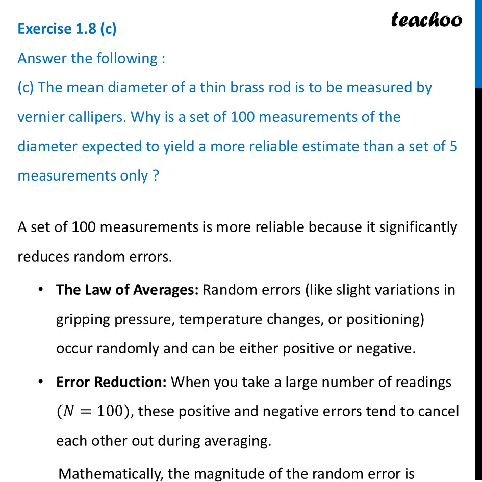 part 4 - Exercise 1.8 - Exercise Questions - Chapter 1 - Units and Measurement - Physics Class 11