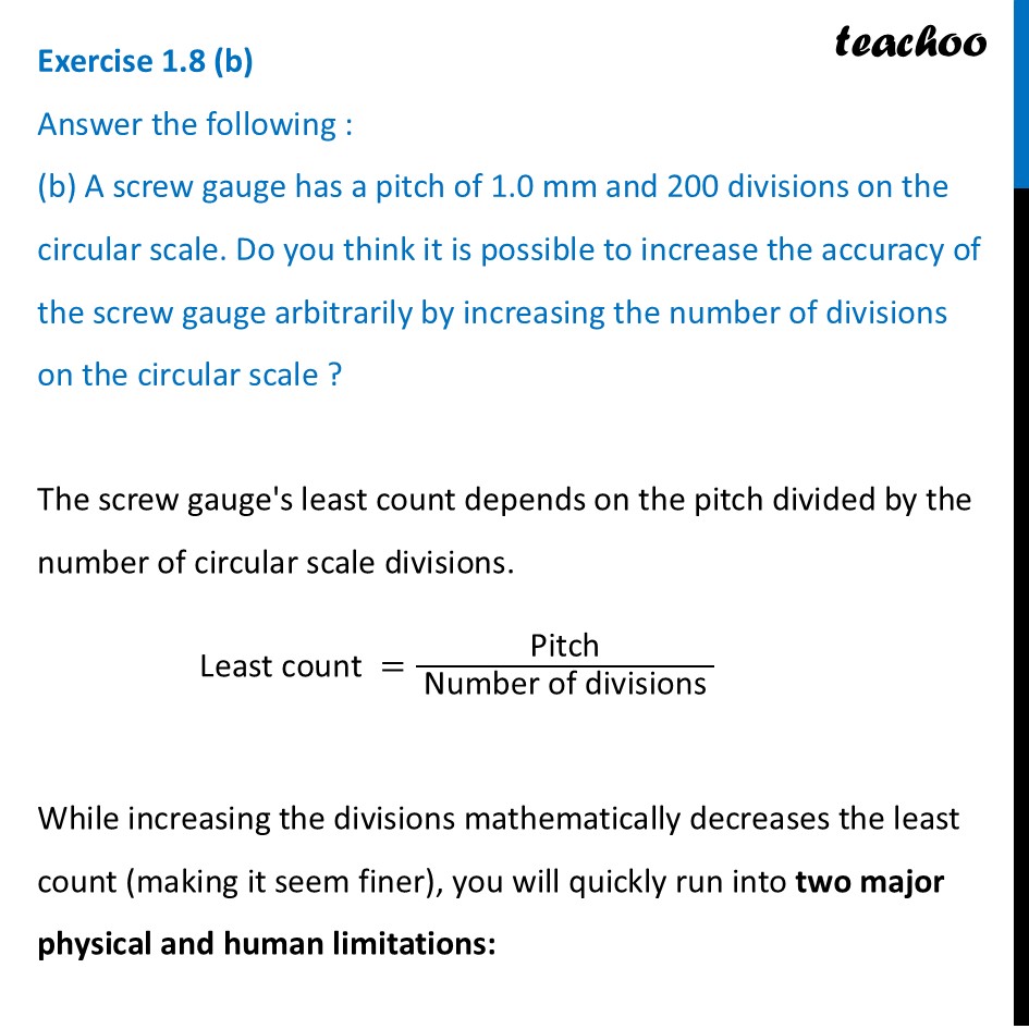 part 2 - Exercise 1.8 - Exercise Questions - Chapter 1 - Units and Measurement - Physics Class 11