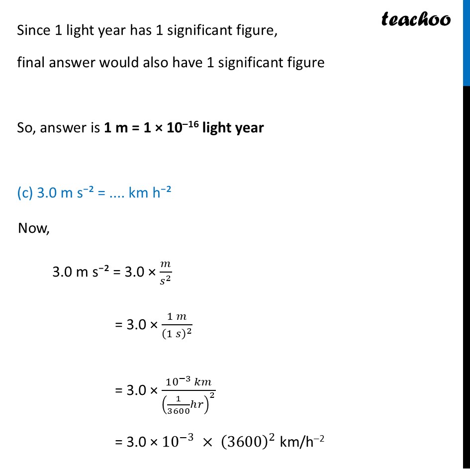 part 4 - Exercise 1.2 - Exercise Questions - Chapter 1 - Units and Measurement - Physics Class 11