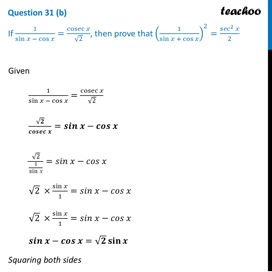 Question 31 (b) &mdash; slide 91