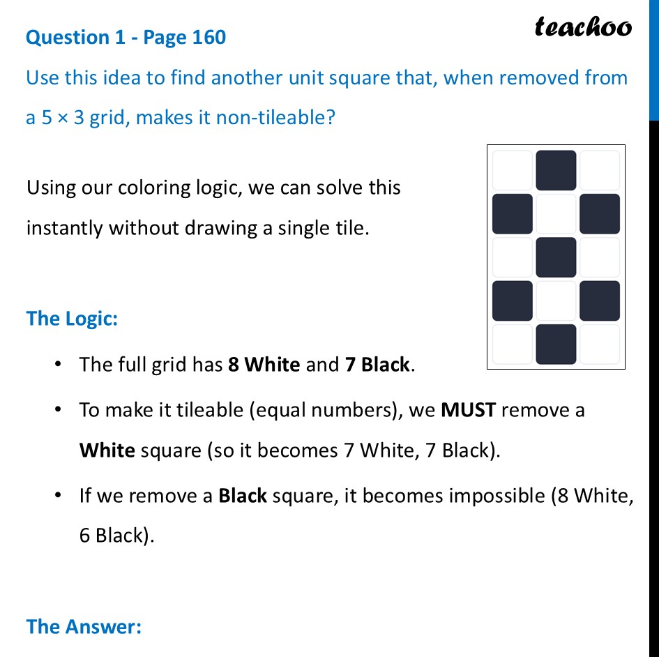 Use this idea to find another unit square that, when removed from - Tiling