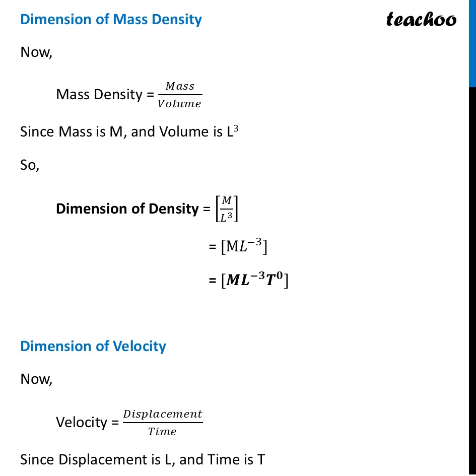 part 7 - Dimensions of Physical Quantities - Concepts - Chapter 1 - Units and Measurement - Physics Class 11