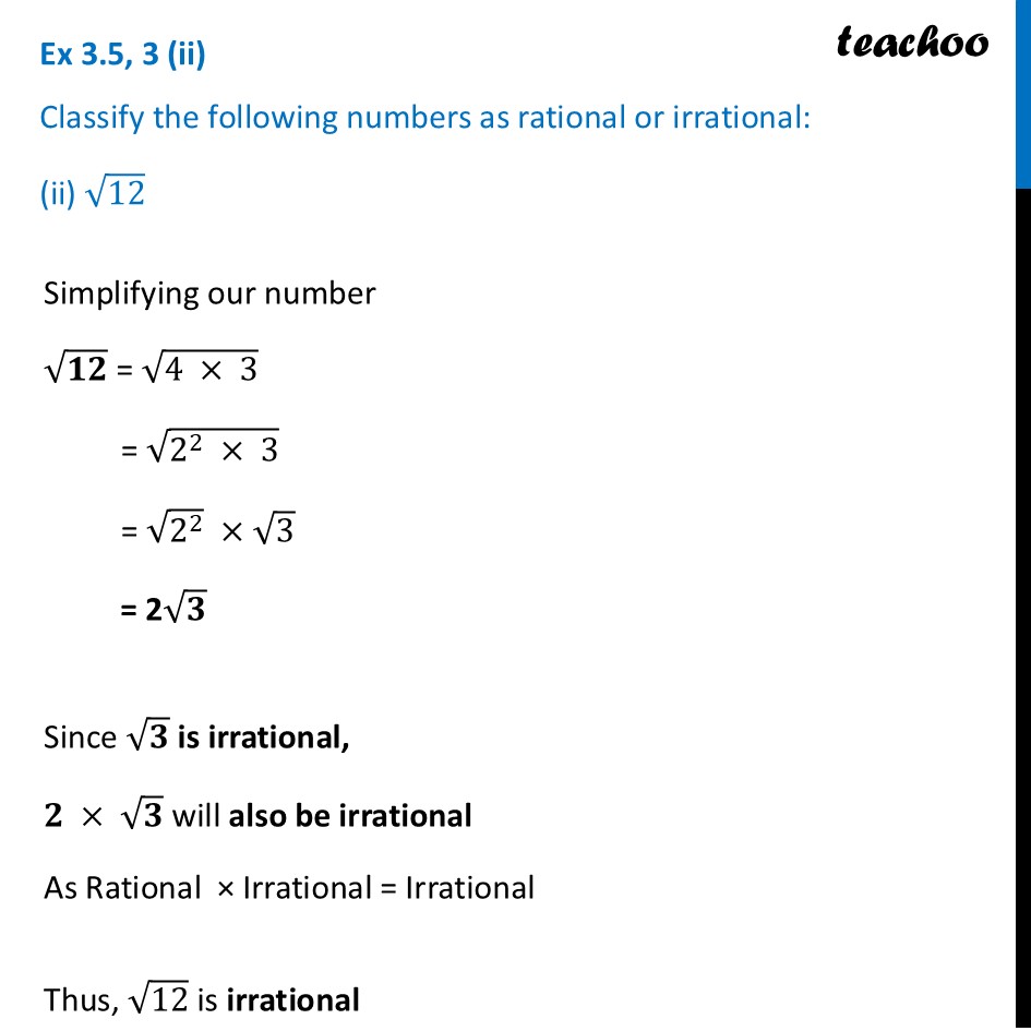 part 2 - Ex 3.5, 3 - Exercise Set 3.5 - Chapter 3 Class 9 - The World of Numbers (Ganita Manjari I) - Class 9
