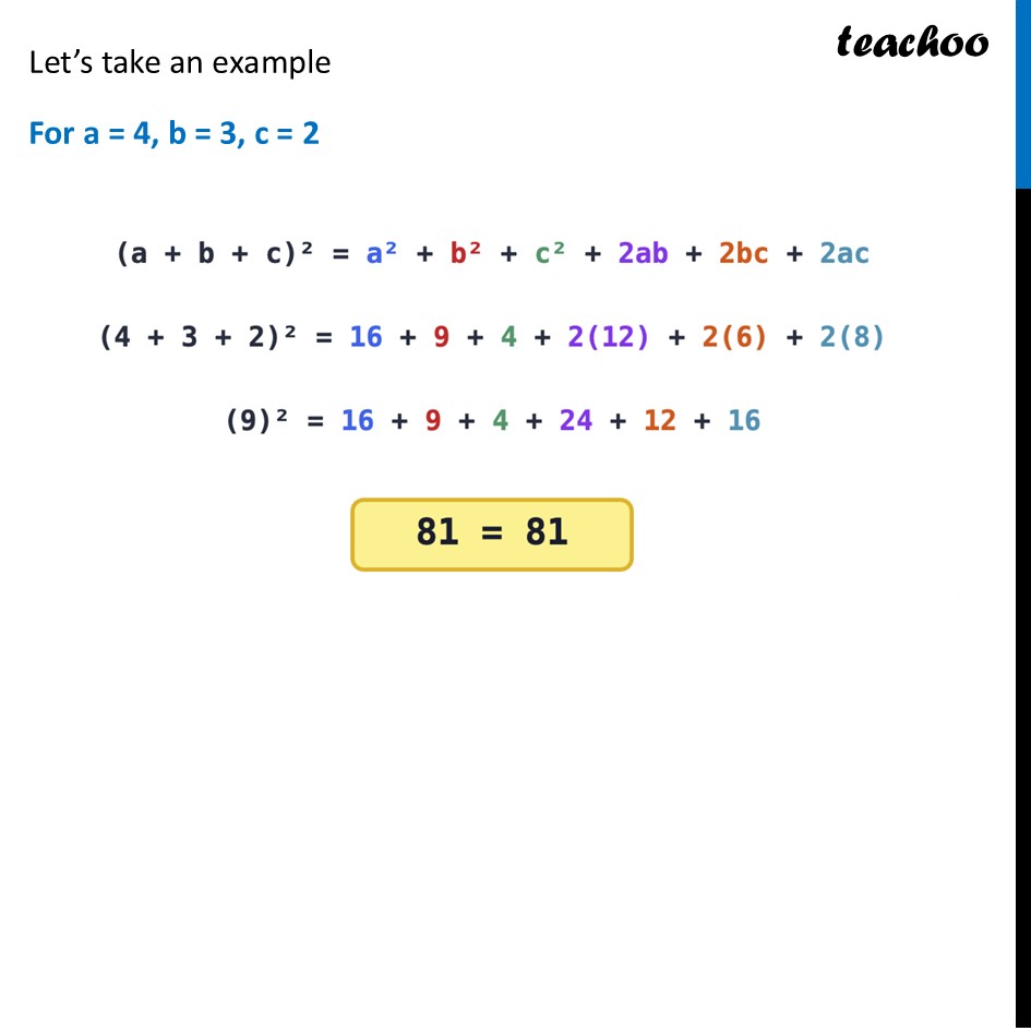 part 2 - (a + b + c)^2 Identity - More Identities - Chapter 4 Class 9 - Exploring Algebraic Identities (Ganita Manjari I) - Class 9