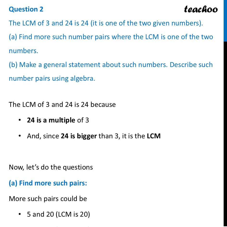 The LCM of 3 and 24 is 24 (it is one of the two given numbers) - Figure it out - Page 59
