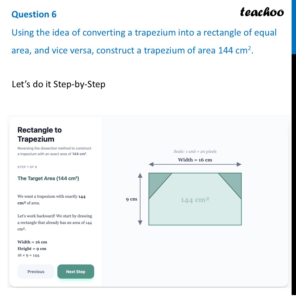 Using the idea of converting a trapezium into a rectangle of equal - Figure it out - Page 169-170
