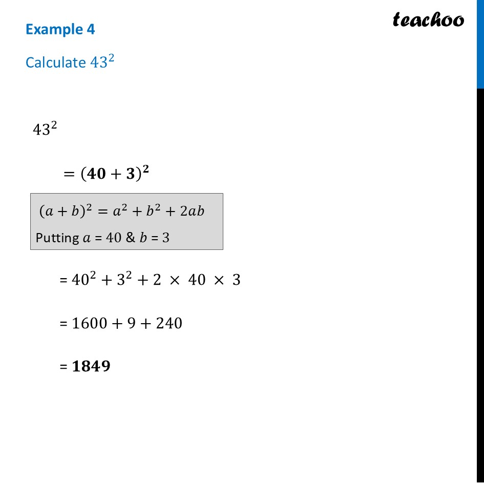 Calculate 43^2 - Chapter 4 Class 9 Ganita Manjari Part 1 [Teachoo] - Visualising Algebraic Identities
