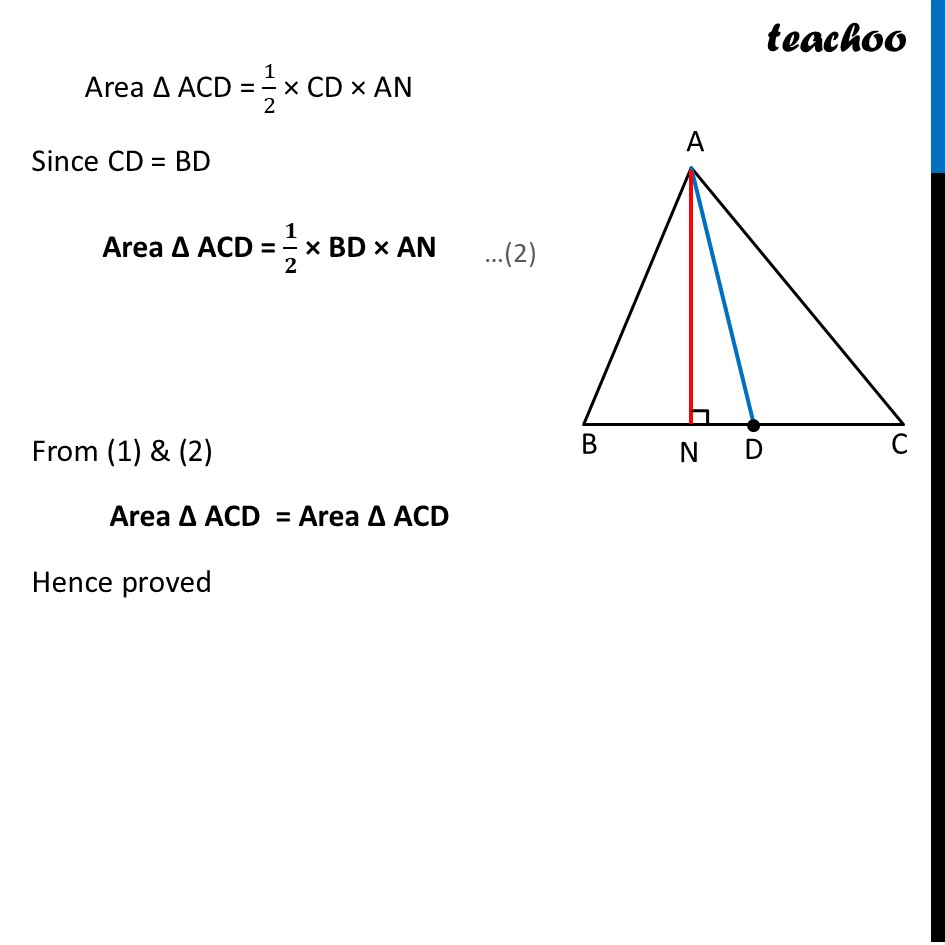 part 4 - Median of a triangle divides it into two triangles with equal area - Area of a Triangle - Chapter 6 Class 9 - Measuring Space: Perimeter and Area (Ganita Manjar - Class 9