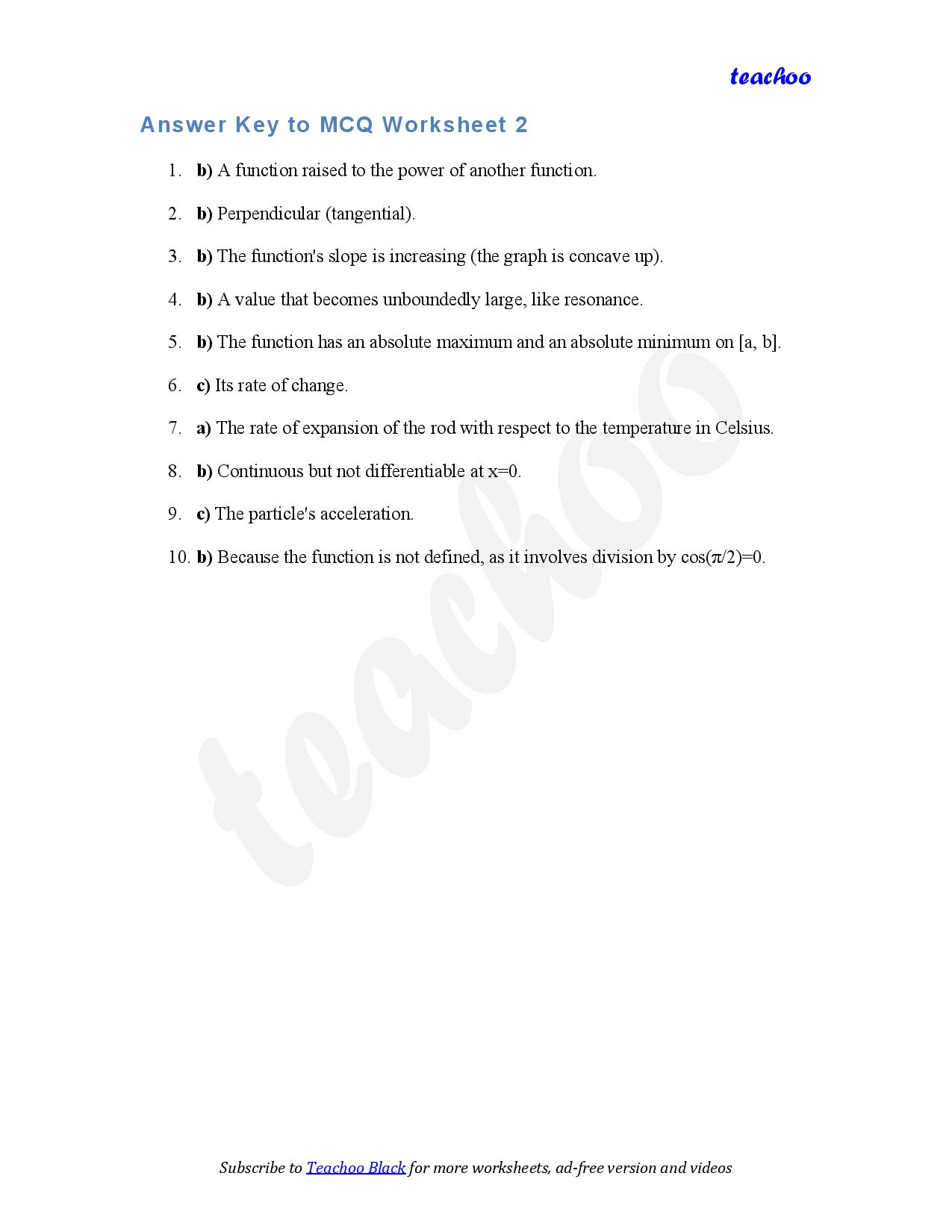 part 6 - MCQ - Worksheet 2 - Teachoo Questions - MCQs - Serial order wise - Chapter 5 Class 12 Continuity and Differentiability