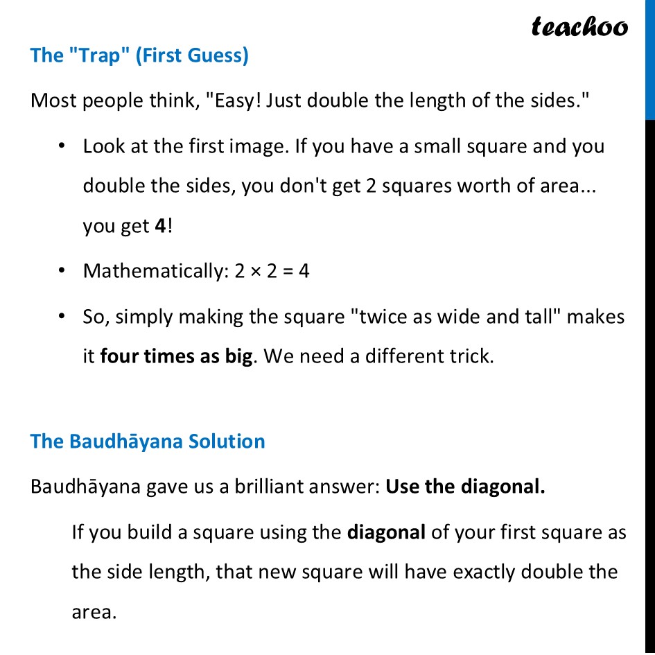 part 2 - Doubling a square - Doubling a square - Chapter 2 Class 8 - The Baudhayana-Pythagoras Theorem (Ganita Part 2) - Class 8 (Ganita Prakash - 1, 2 & Old NCERT)