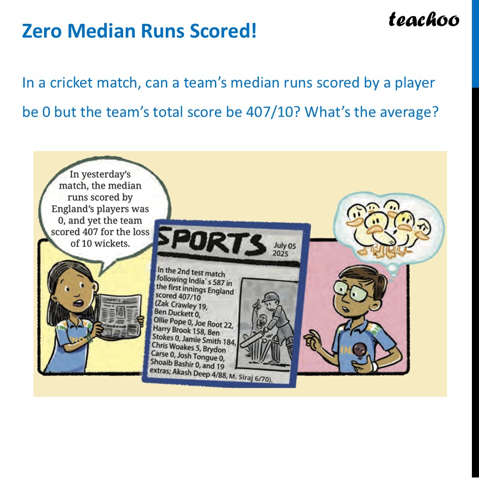 Zero Median Runs Scored - How to find Median and Mean [Class 7 Part 2] - Variability