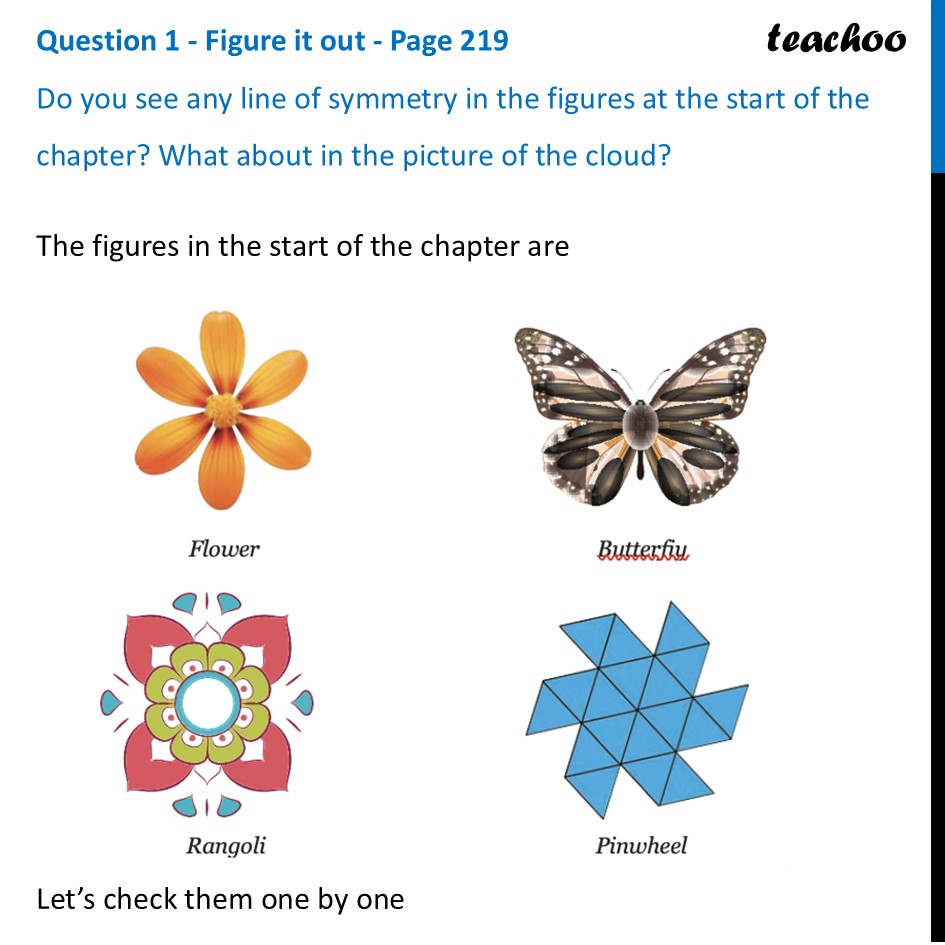 Do you see any line of symmetry in the figures at the start of the - Line of symmetry