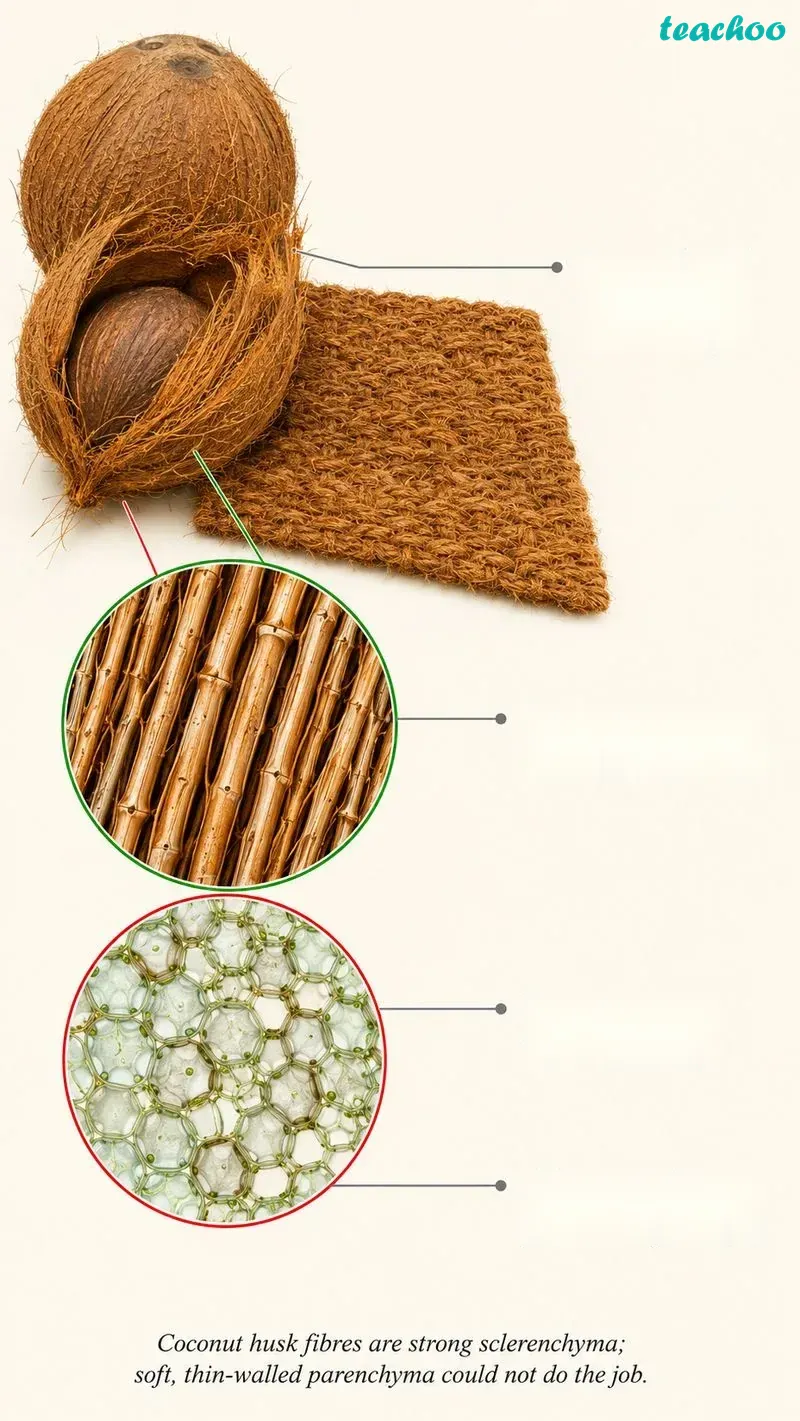 Question 12 — Coconut husk fibres are - Tissues in Action - [Teachoo] - Questions at the end of the chapter