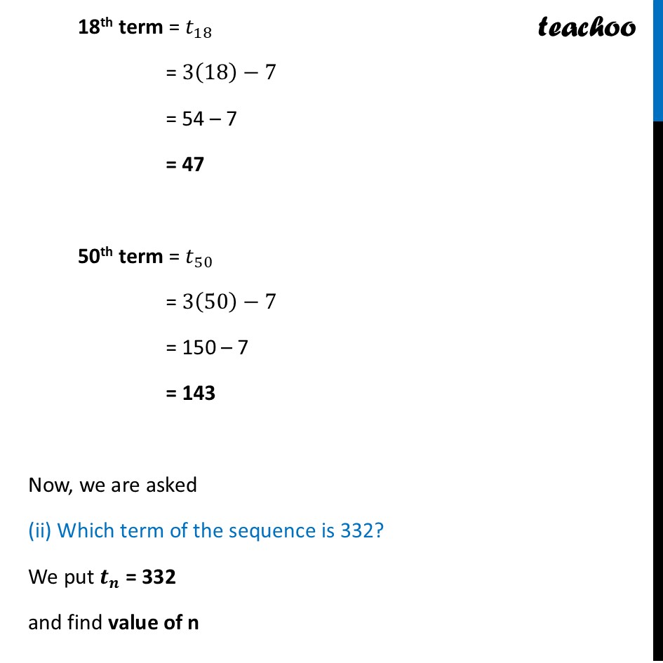 part 3 - Exercise Question 1 (Page 178) - Explicit Rule for a Sequence - Chapter 8 - Predicting What Comes Next: Exploring Sequences & Progress - Class 9