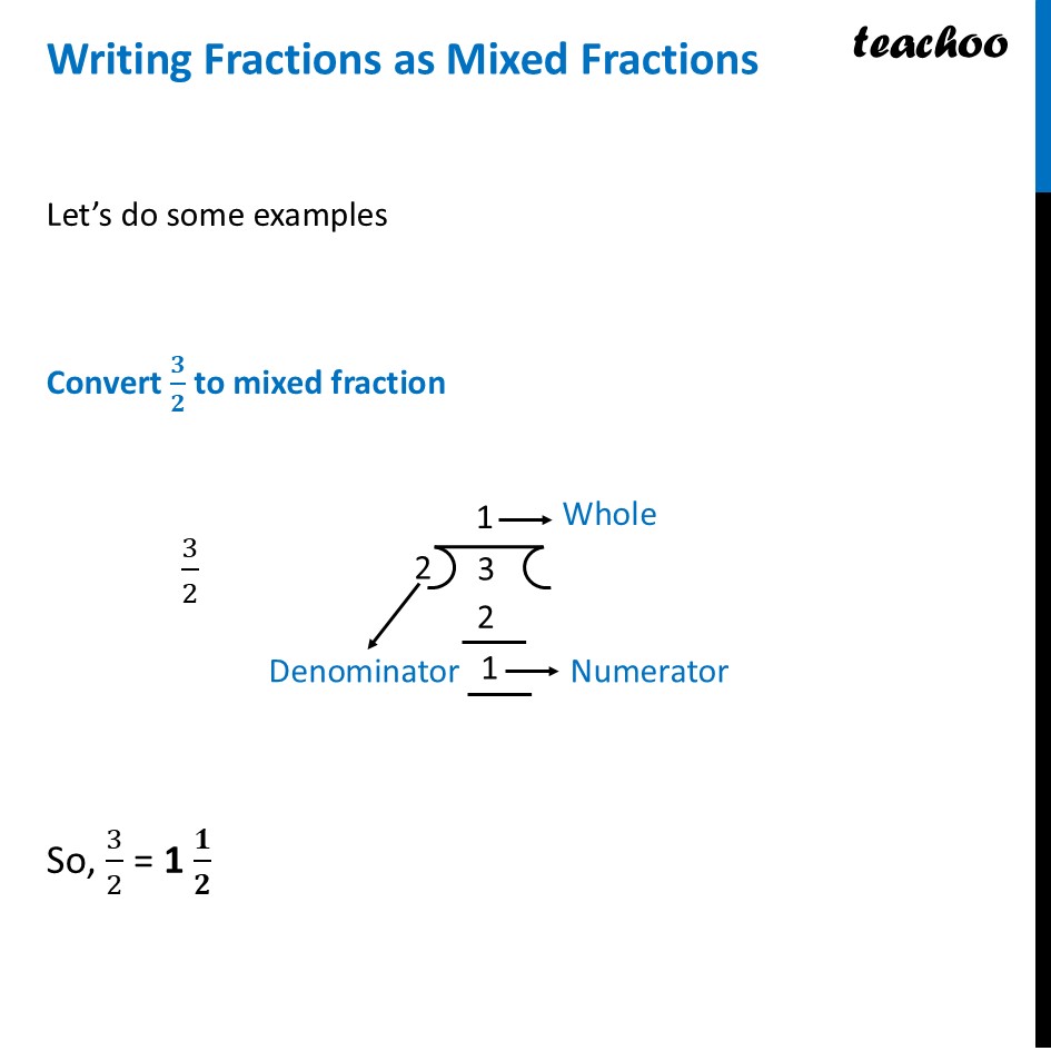 Writing Fractions as Mixed Fractions (with 3+ Example) - Teachoo - Writing Fractions as Mixed Fractions