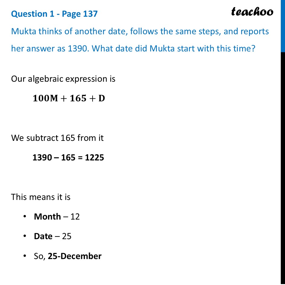 Mukta thinks of another date, follows the same steps, and reports her - ‘Think of a Number’ Tricks