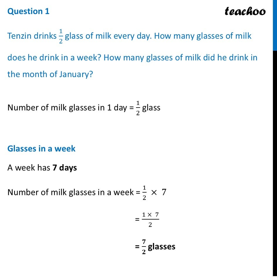 Tenzin drinks 1/2 glass of milk every day. How many glasses of milk - Figure it out - Page 176, 177