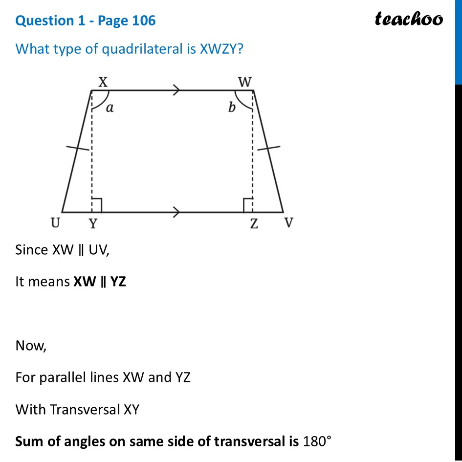 What type of quadrilateral is XWZY? - Class 8 Chapter 4 Ganita Prakash - Trapezium