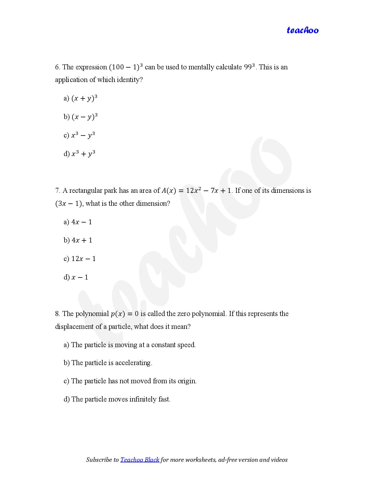 part 3 - MCQ - Worksheet 2 - Teachoo Questions - MCQs - Serial order wise - Chapter 2 Class 9 Polynomials