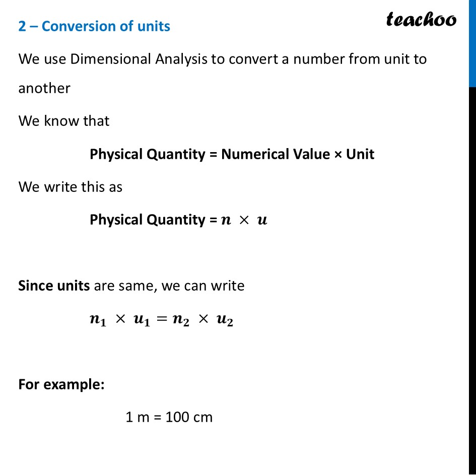 part 4 - Applications of Dimensional Analysis - Concepts - Chapter 1 - Units and Measurement - Physics Class 11
