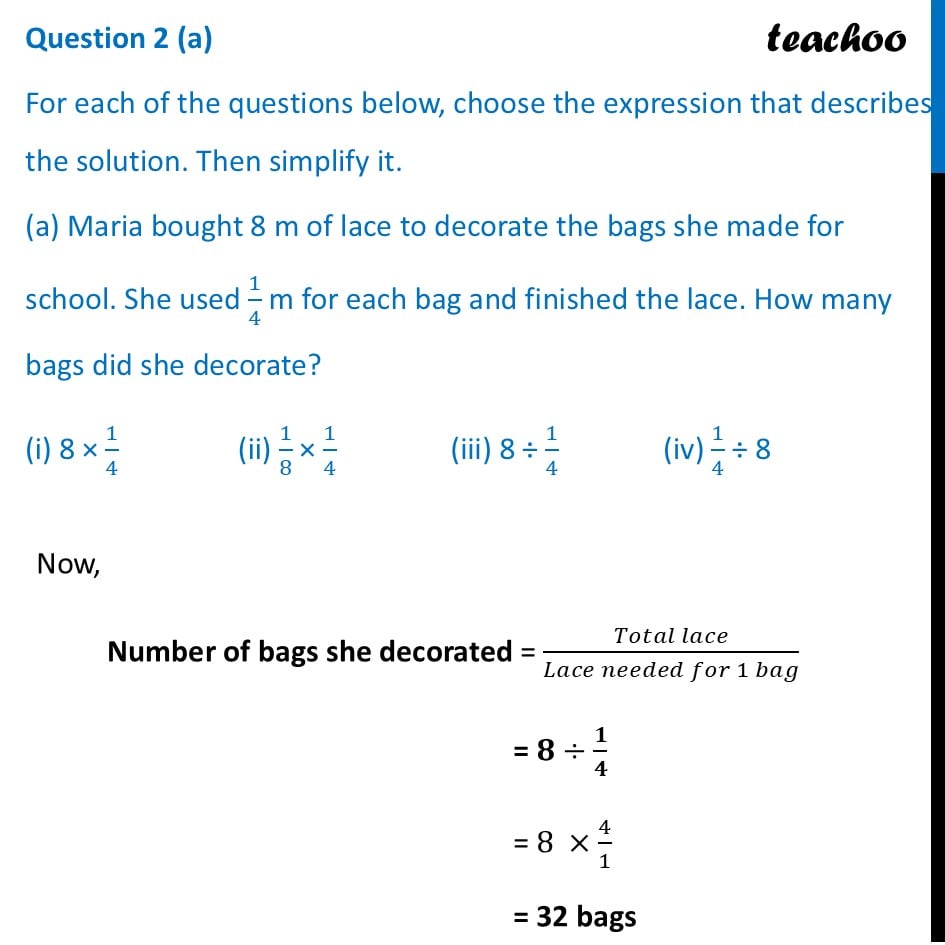 Maria bought 8 m of lace to decorate the bags she made for school - Figure it out - Page 196 to 198