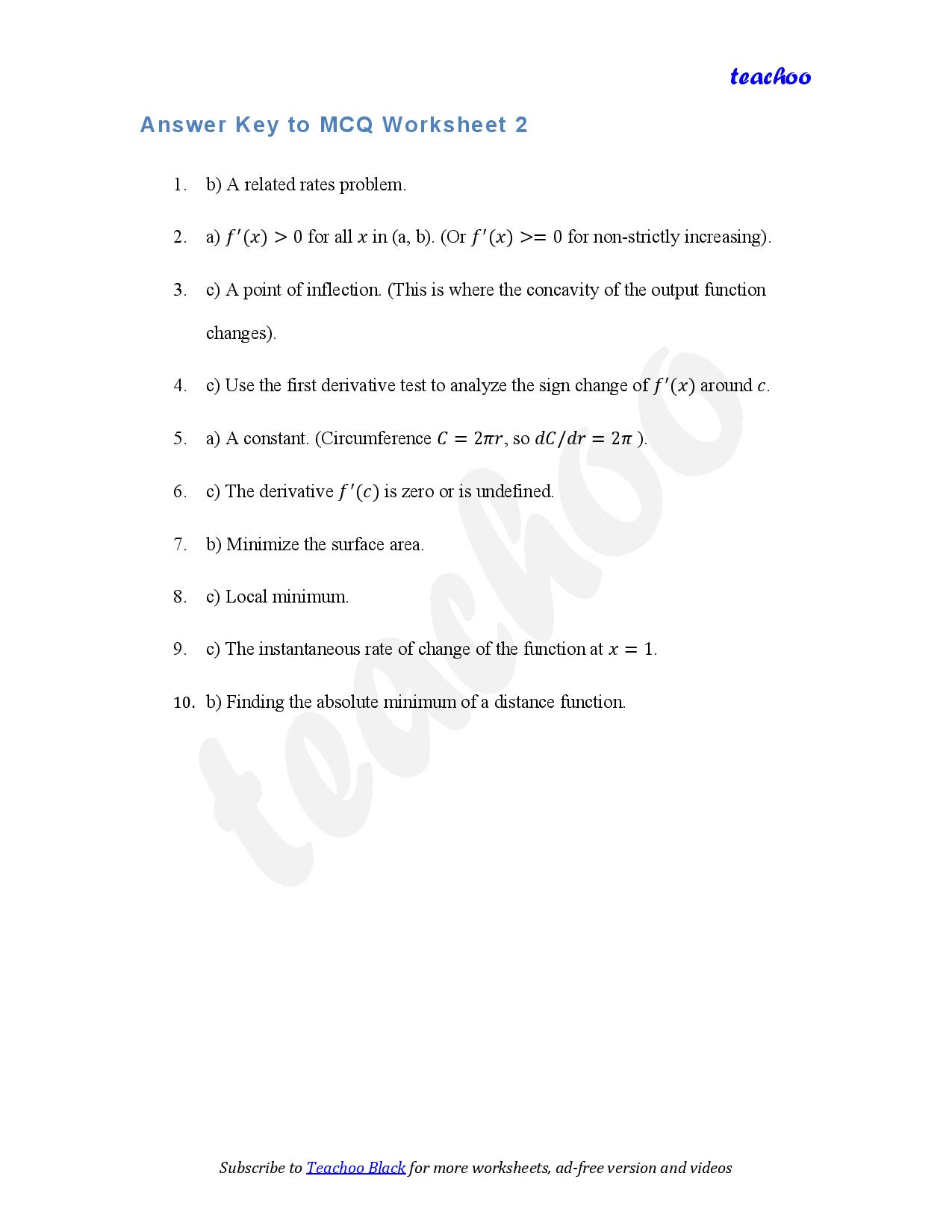 part 5 - MCQ - Worksheet 2 - Teachoo Questions - MCQs - Serial order wise - Chapter 6 Class 12 Application of Derivatives