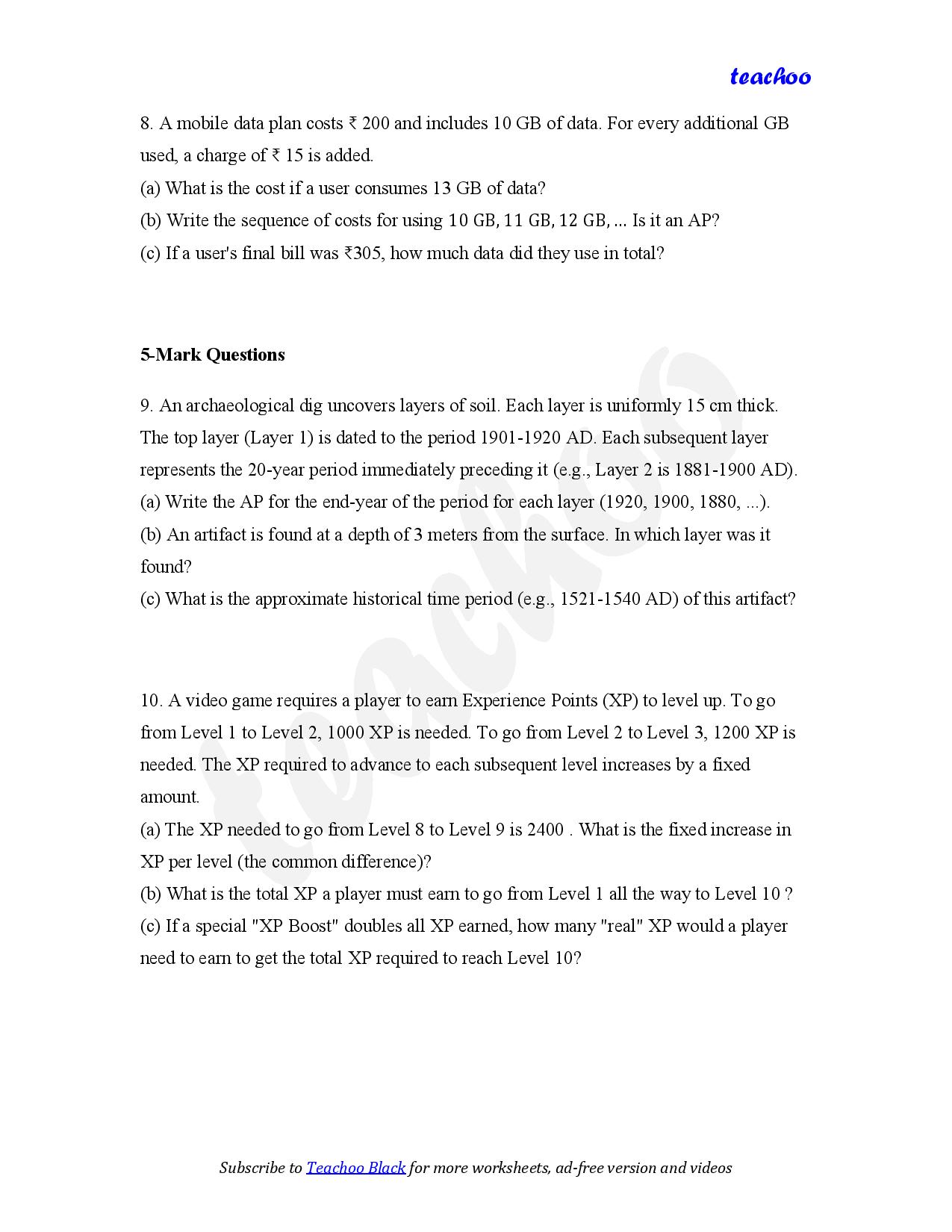part 3 - Mix Questions - Worksheet 1 - Teachoo Questions - Mix - Serial order wise - Chapter 5 Class 10 Arithmetic Progressions