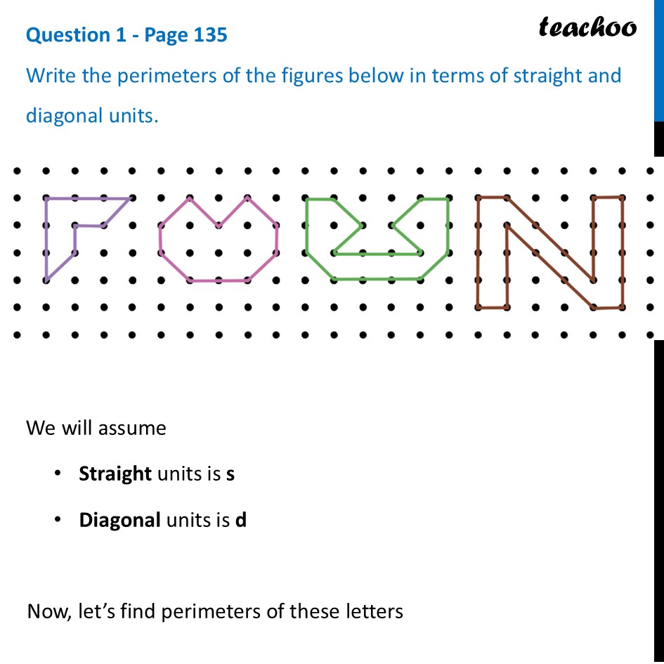 Write the perimeters of the figures below in terms of straight and - Estimate & Verify - Page 134, 135