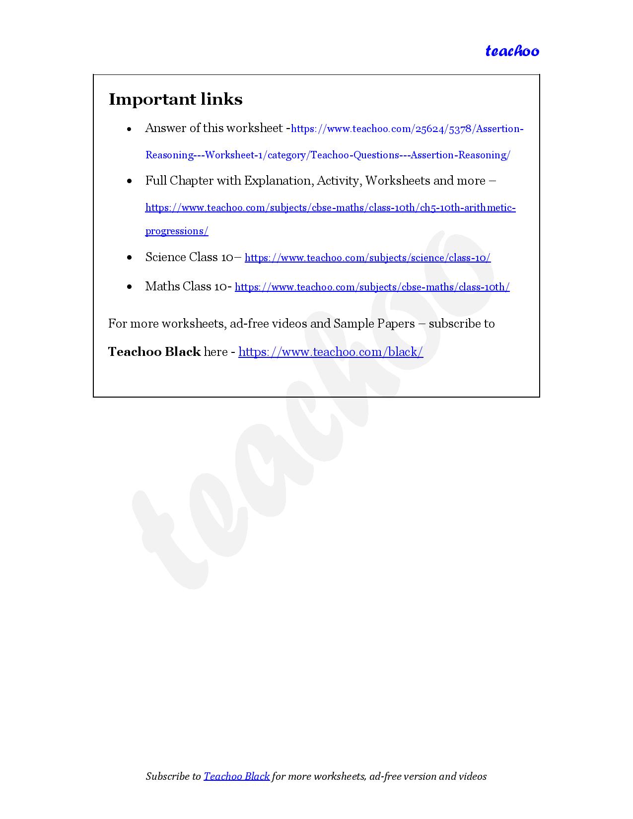 part 3 - Assertion Reasoning - Worksheet 1 - Teachoo Questions - Assertion Reasoning - Serial order wise - Chapter 5 Class 10 Arithmetic Progressions