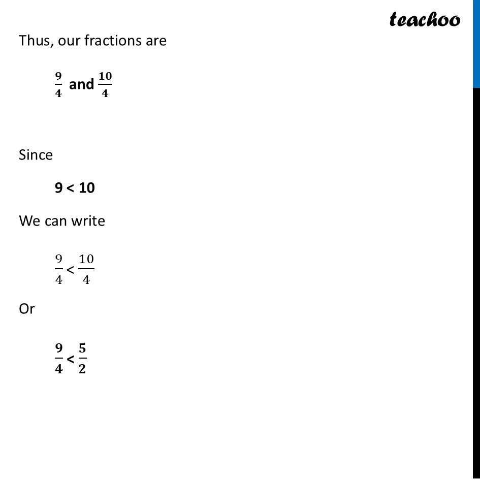 part 9 - Question 1 (Page 174) - Comparing Fractions - Chapter 7 Class 6 - Fractions (Ganita Prakash) - Class 6 (Ganita Prakash & Old NCERT)