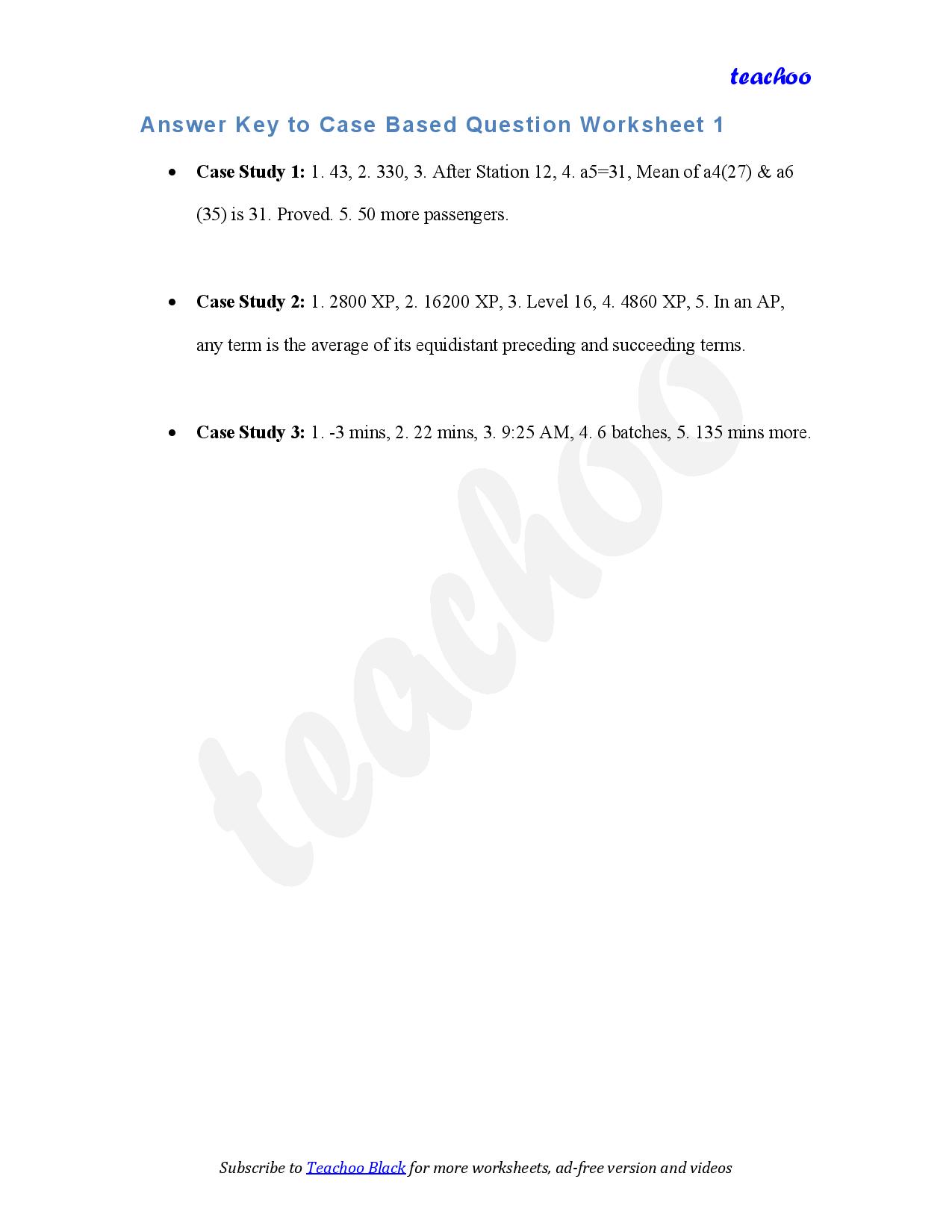 part 6 - Case Based Questions - Worksheet 1 - Teachoo Questions - Case Based - Serial order wise - Chapter 5 Class 10 Arithmetic Progressions