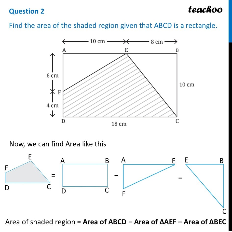 Find the area of the shaded region given that ABCD is a rectangle - Figure it out - Page 160