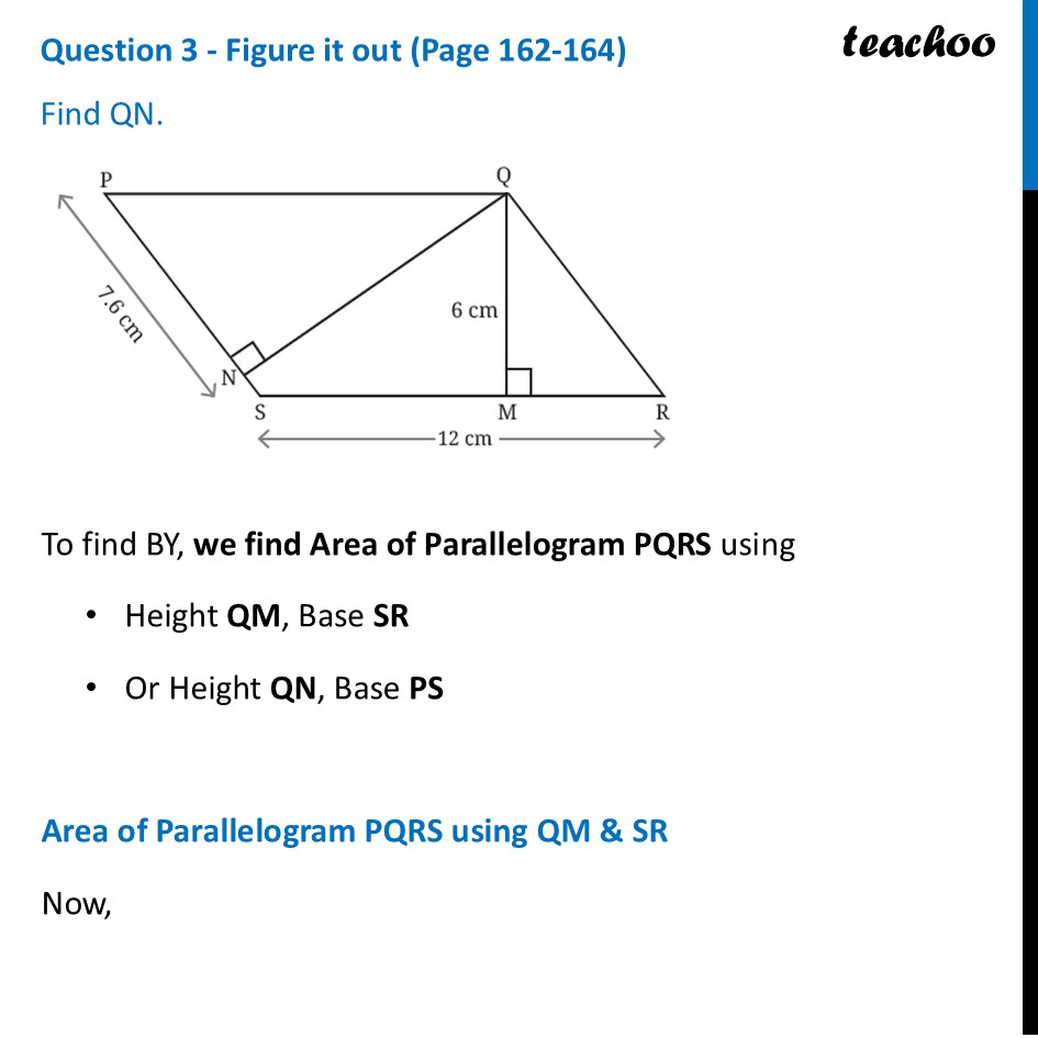 Find QN [Chapter 7 Class 8 Ganita Prakash Part 2] - Teachoo - Area of Parallelogram